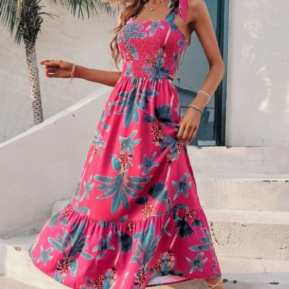 . Dresses & Skirts - Tropical Paradise Pink maxi Dress